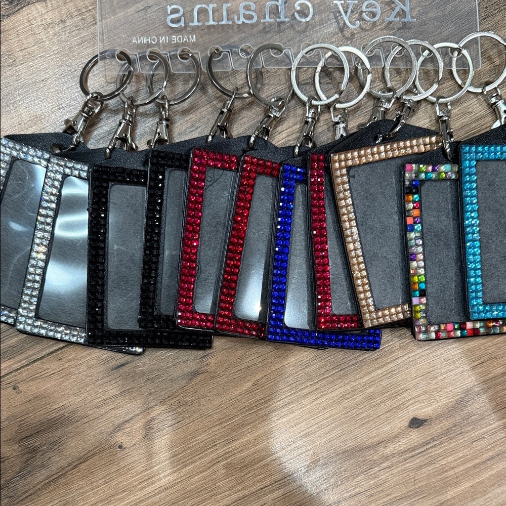 Bling Rhinestone ID Badge, ID, Photo Holder Keychain or Purse Hanger